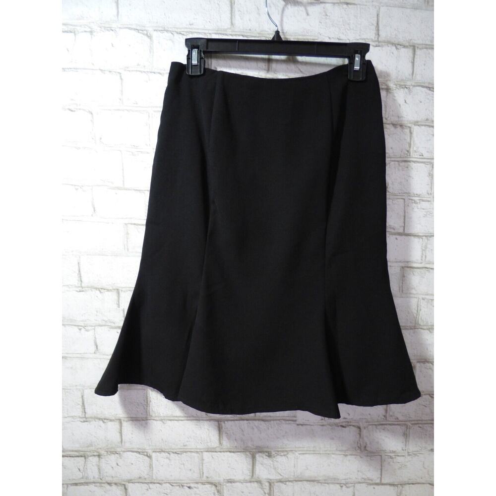 Chadwicks Black Crepe Flounce Hem Pencil Skirt 2 Petite NEW C750